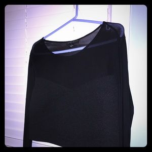 Black sheer sleeve crop top